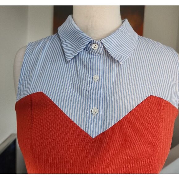 English Factory Red and Blue Striped Dress Size M - Picture 2 of 7
